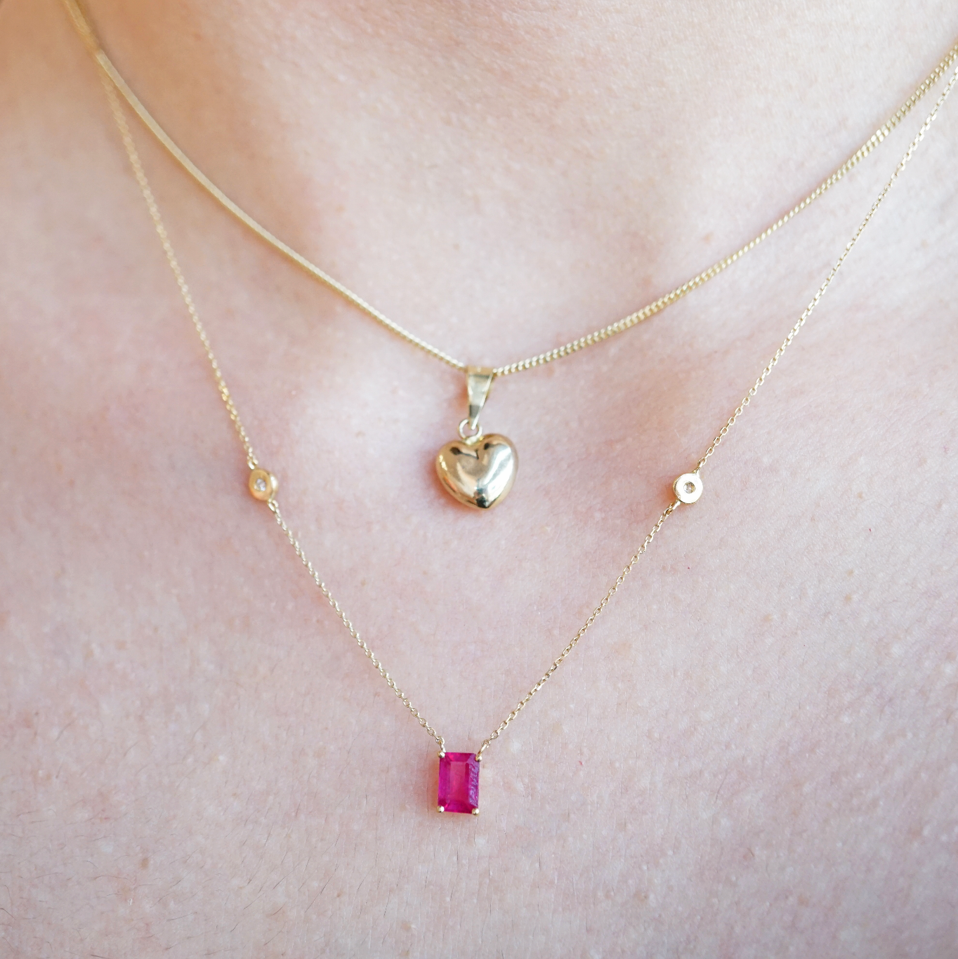 Ruby y diamantes 14k