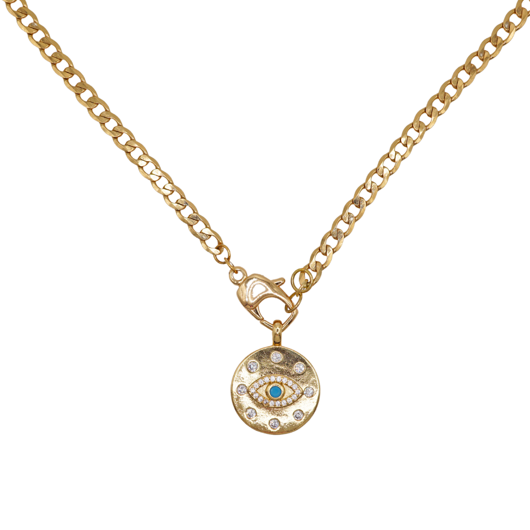Blue eye round necklace