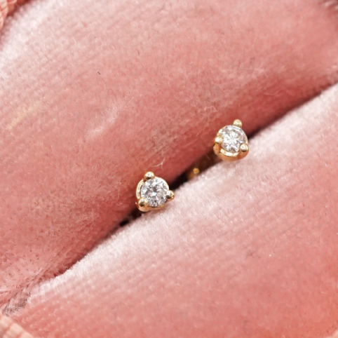 Broqueles mini oro 14K y diamantes