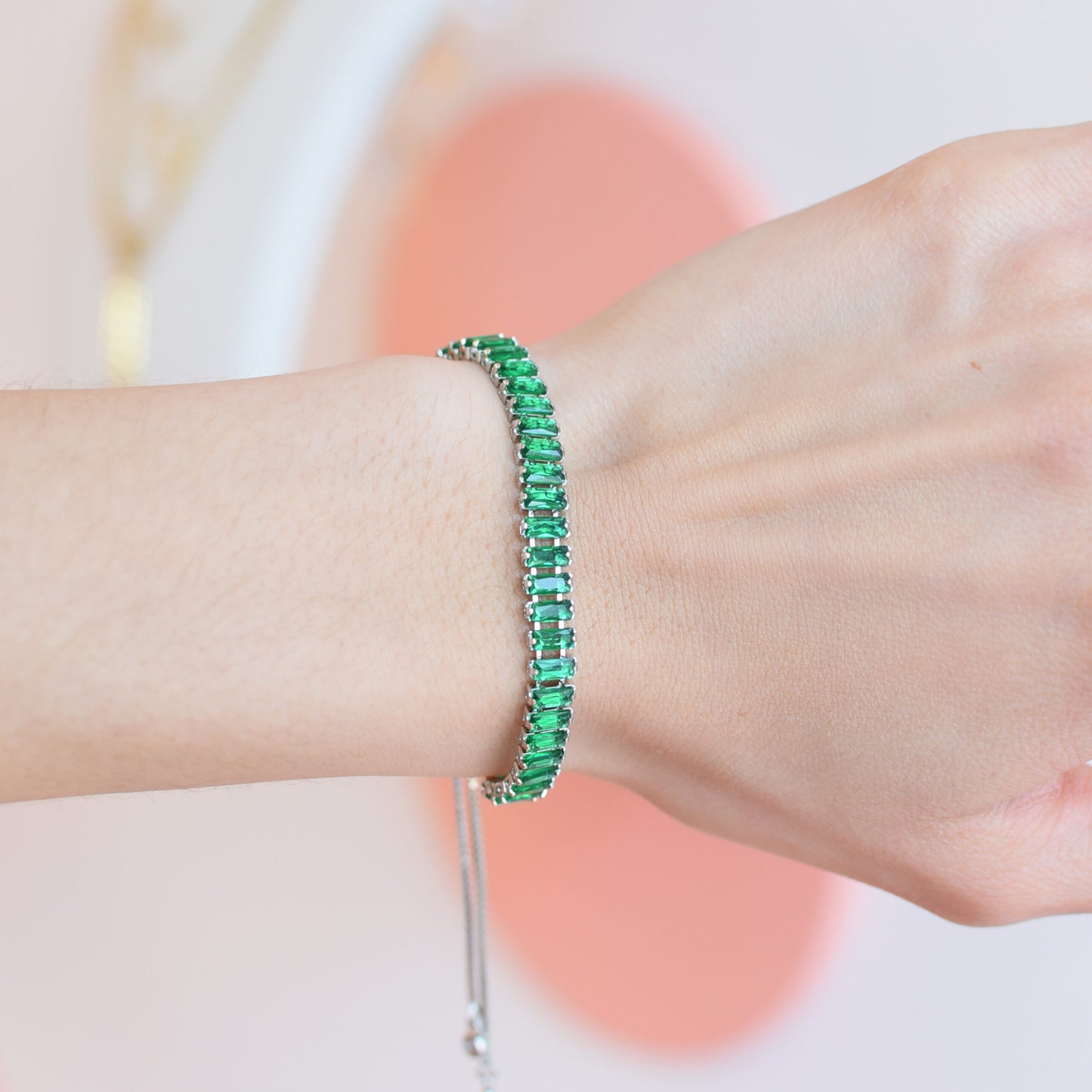 Silver Green Bracelet