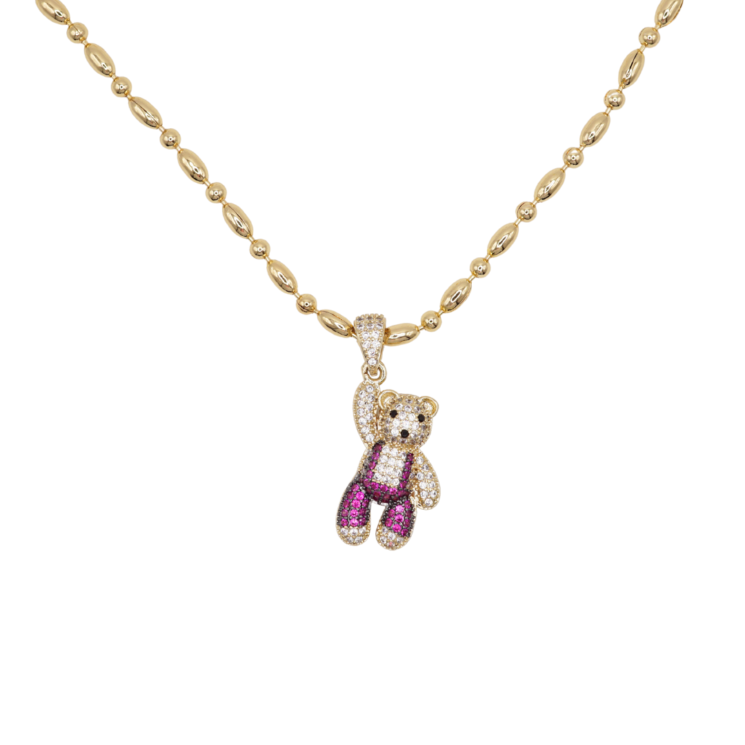 Bear Necklace Pink